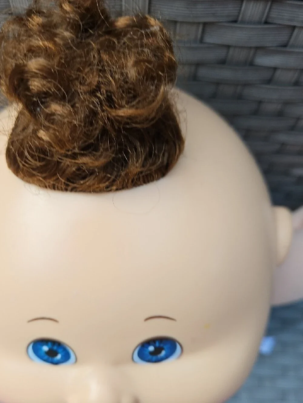 Vintage 2017 Cabbage Patch Kids Soft Plush Baby Doll  Blue Eyes in Tan Skin Tone